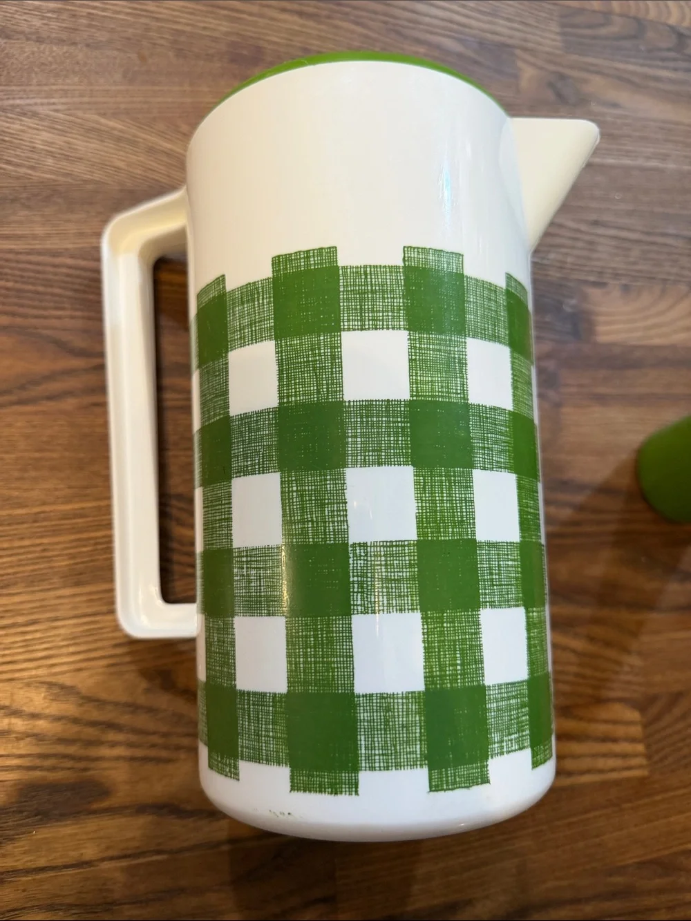 Sears White Pitcher & Green Check with Tumbler Set